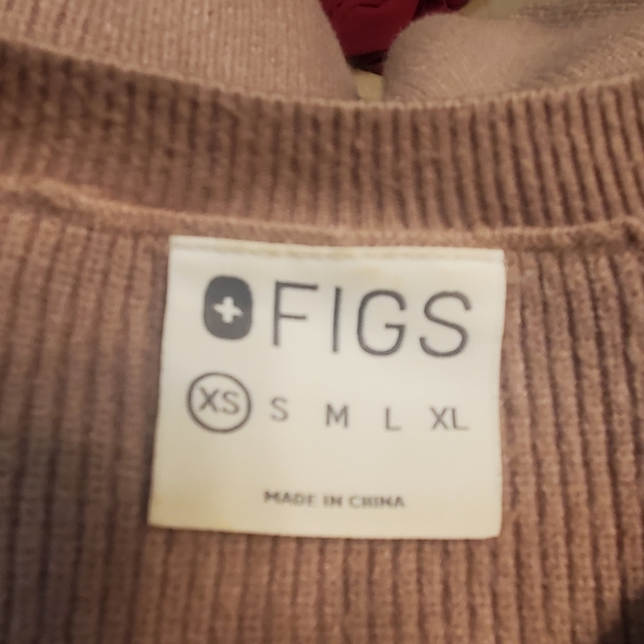 Figs Sweaters Figs Loungewear Latte Ribbed Knit Pocket Sweater